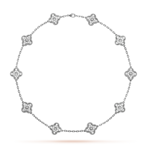 CLOVER DIAMOND NECKLACE 10 | SILVER