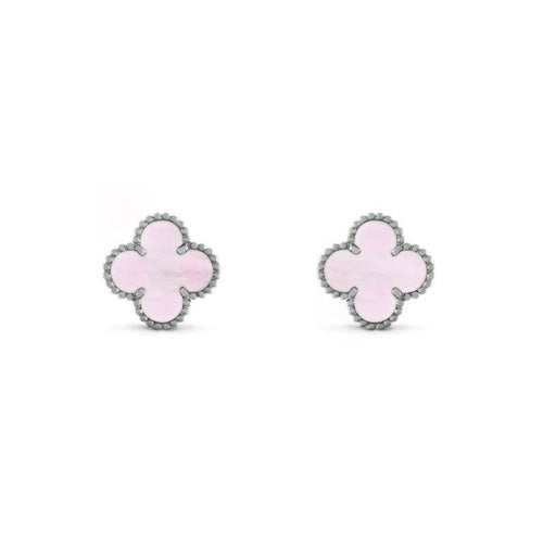 CLOVER EARRINGS | SILVER PINK