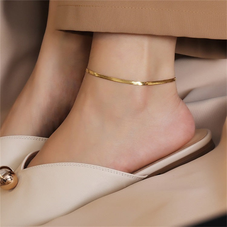 GIA GOLD HERRINGBONE ANKLET