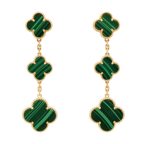 CLOVER EARRINGS WITH MULTIPLE CHARMS | EMERALD