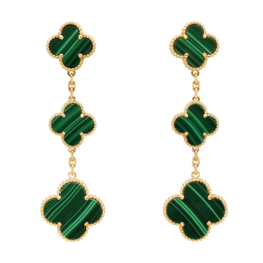 CLOVER EARRINGS WITH MULTIPLE CHARMS | EMERALD