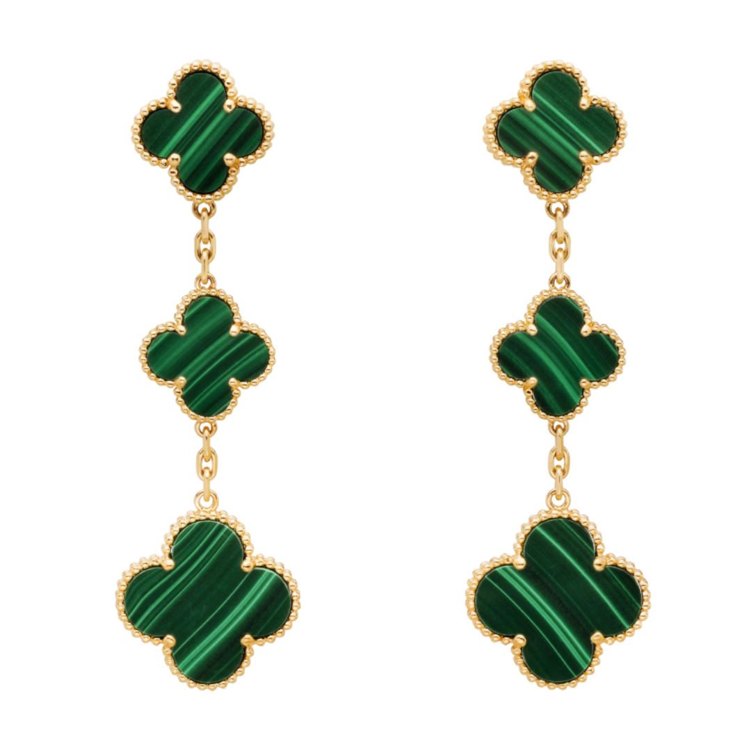 CLOVER EARRINGS WITH MULTIPLE CHARMS | EMERALD