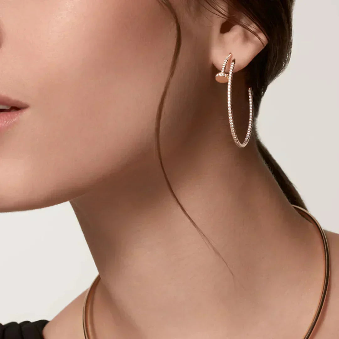 NAIL EARRINGS DIAMONDS | ROSÉGOLD