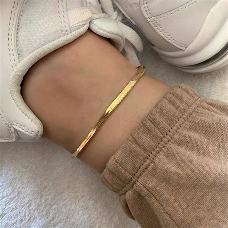 GIA GOLD HERRINGBONE ANKLET
