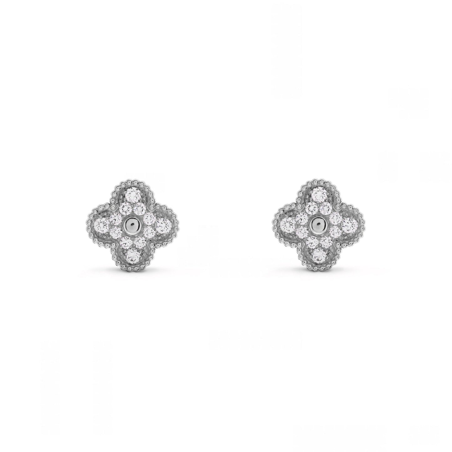 CLOVER DIAMOND EARRINGS | SILVER
