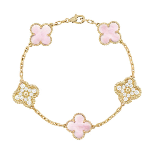 CLOVER DIAMOND BRACELET | GOLD PINK