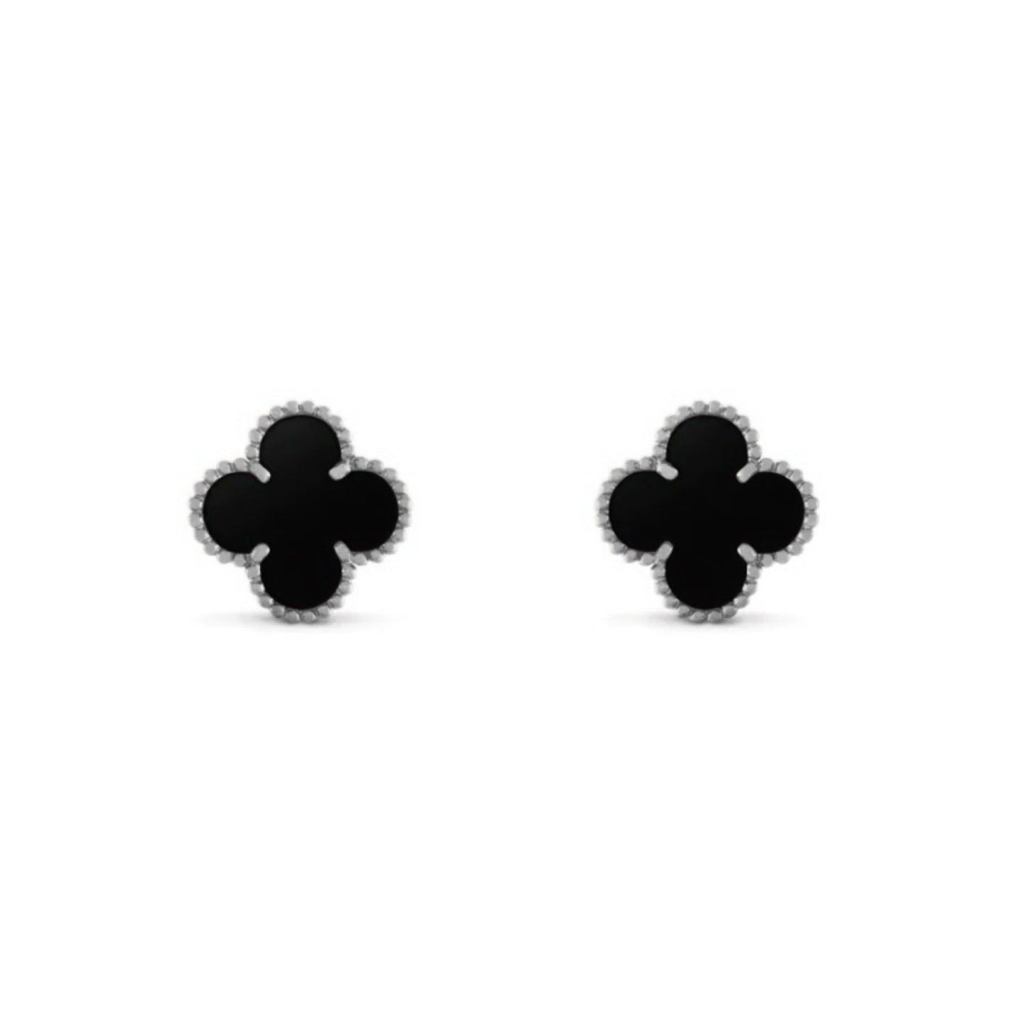 CLOVER EARRINGS | SILVER BLACK