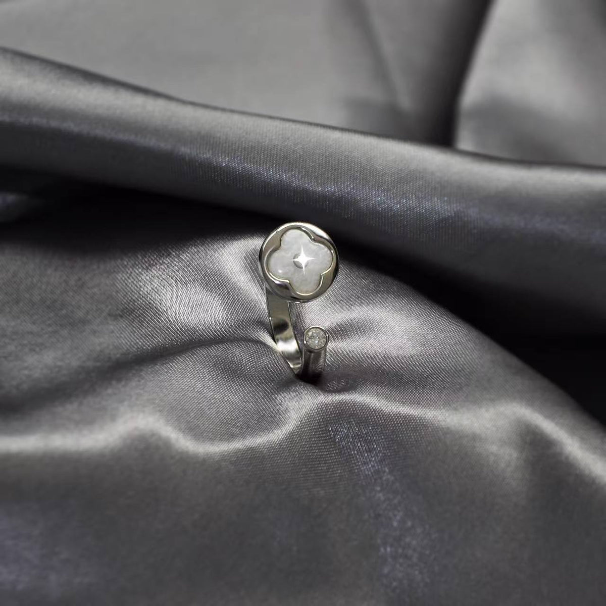 Vintage Monogram Mother of Pearl Disc Ring