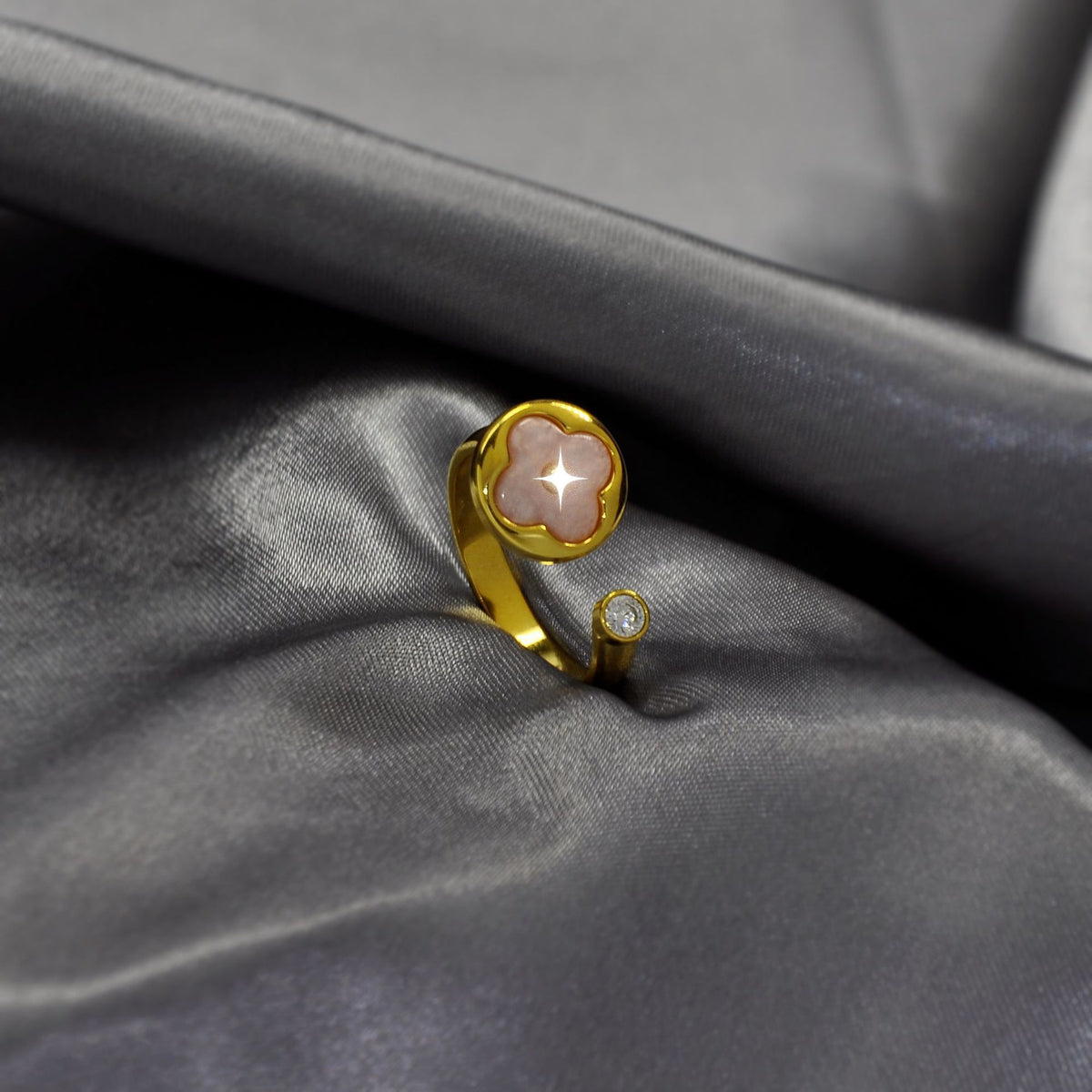 Vintage Monogram Mother of Pearl Disc Ring