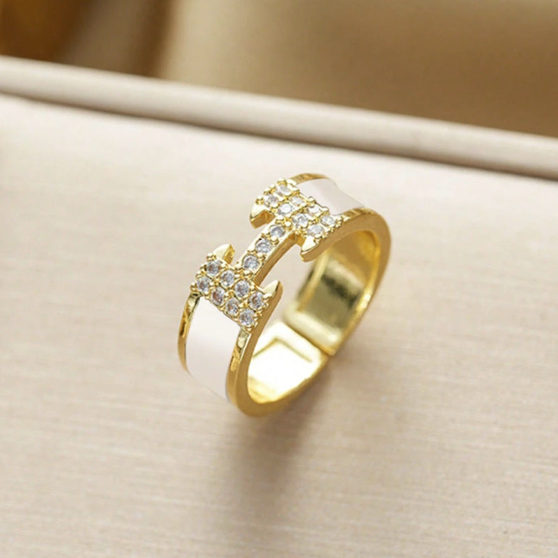 GOLDURA H PAVÉ ENAMEL RING