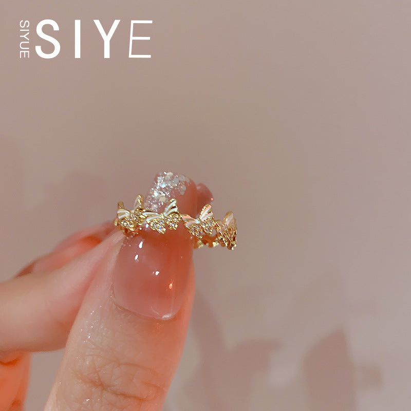 GOLDURA® ENAMEL BUTTERFLY ADJUSTABLE RING