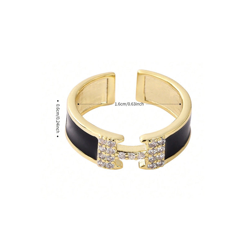 GOLDURA H PAVÉ ENAMEL RING