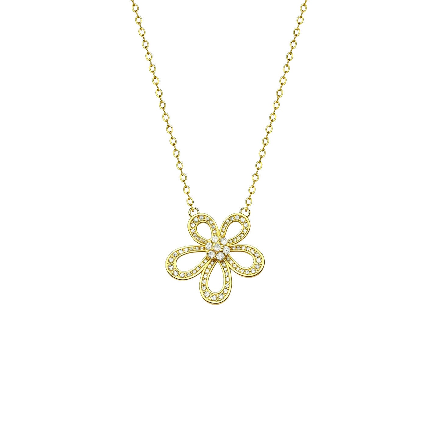 S925 Sunflower Halo Pendant Necklace