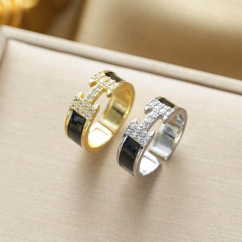 GOLDURA H PAVÉ ENAMEL RING