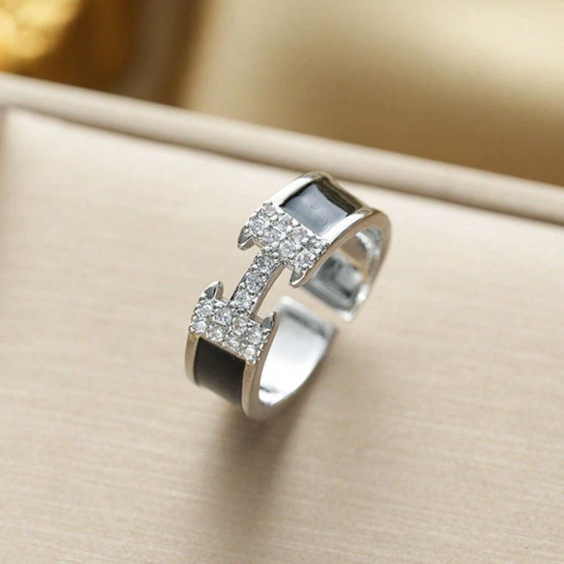 GOLDURA H PAVÉ ENAMEL RING