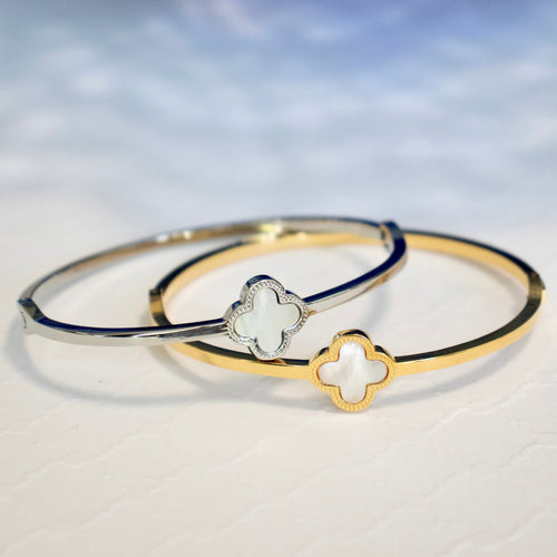 MOTHER OF PEARL CLOVER BANGLE
