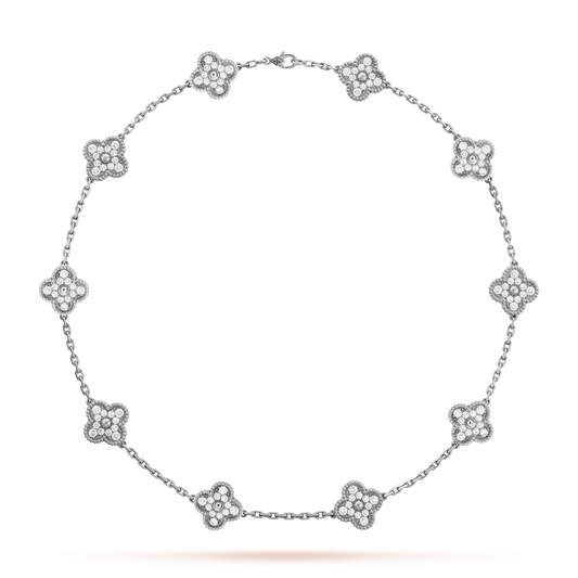 CLOVER DIAMOND NECKLACE 10 | SILVER