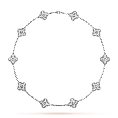 CLOVER DIAMOND NECKLACE 10 | SILVER