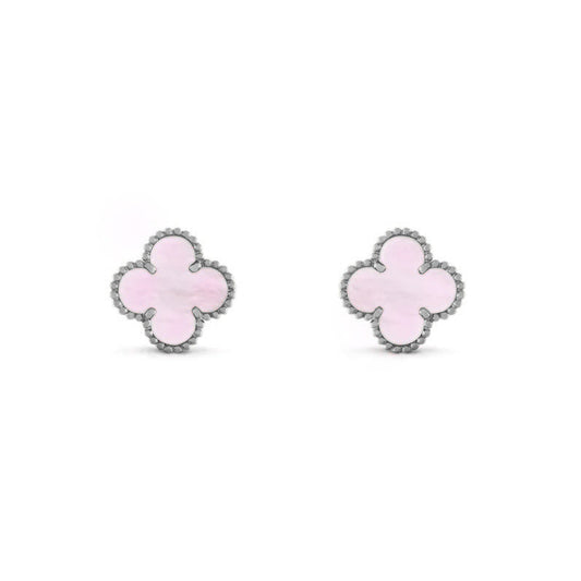 CLOVER EARRINGS | SILVER PINK