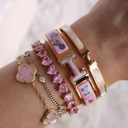 TENNIS BRACELET WITH ROSE HEART
