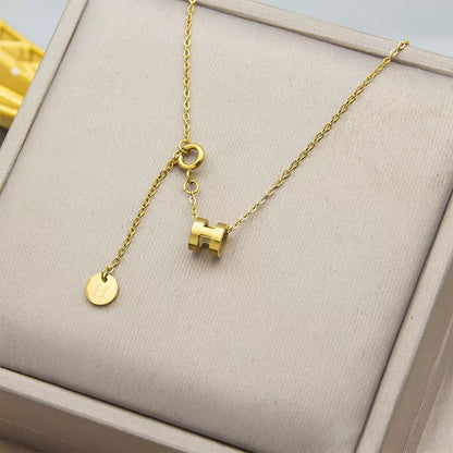 Mini 7mm Letter H Pendant Necklace