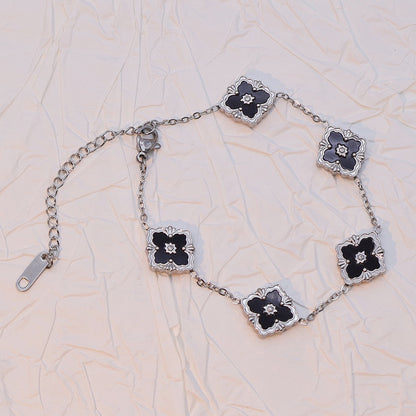 Vintage Enamel Quatrefoil Rhombus Bracelet