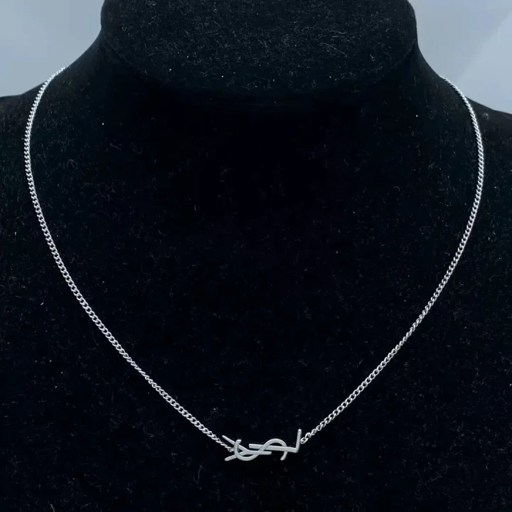 Monogram Y-Inlay Pendant Necklace