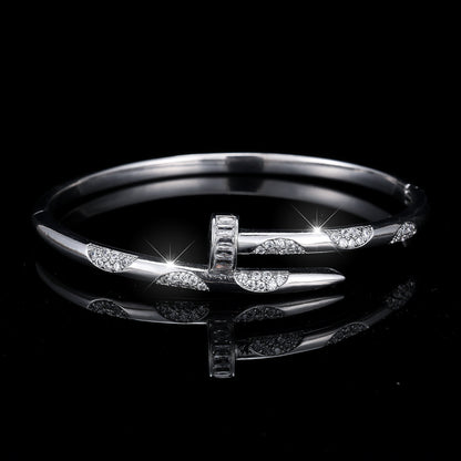 18K Gold Plated Nail Motif Bangle