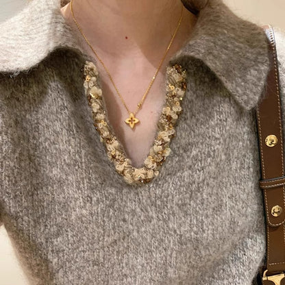 Brushed Sterling Silver Textured Necklace