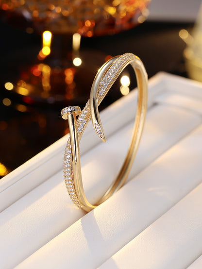 18K Gold Plated Nail Motif Bangle