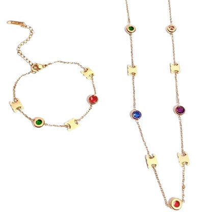 Multicolor Gemstone Emblem Necklace