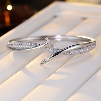18K Gold Plated Nail Motif Bangle
