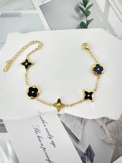 跨境爆款钛钢老花手链女18k金不掉色时尚轻奢高级感饰品厂家直发