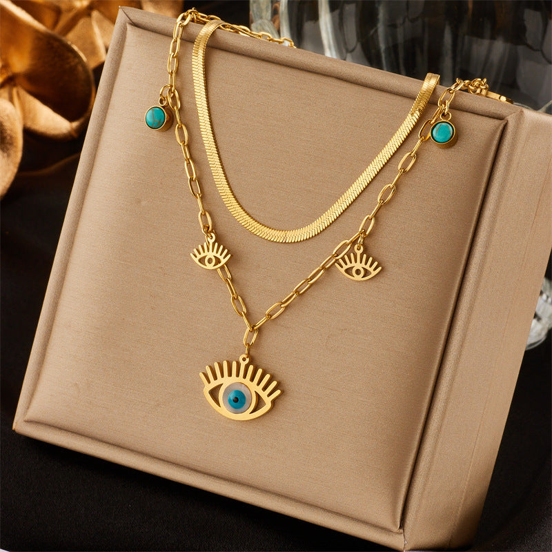 Layered Sunburst & Cross Pendant Necklace