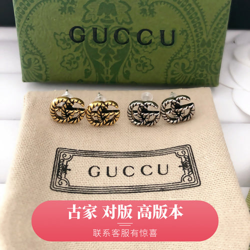 g家高版本耳钉女小众设计感字母耳环轻奢高级感原标双g925针耳饰