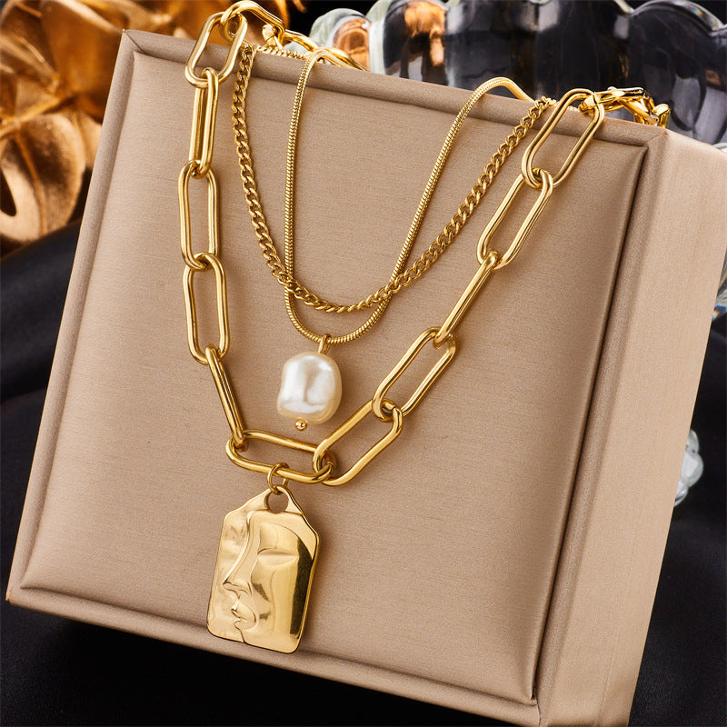 Layered Sunburst & Cross Pendant Necklace