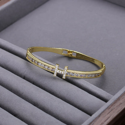 Iconic 'H' Hinged Crystal Bangle