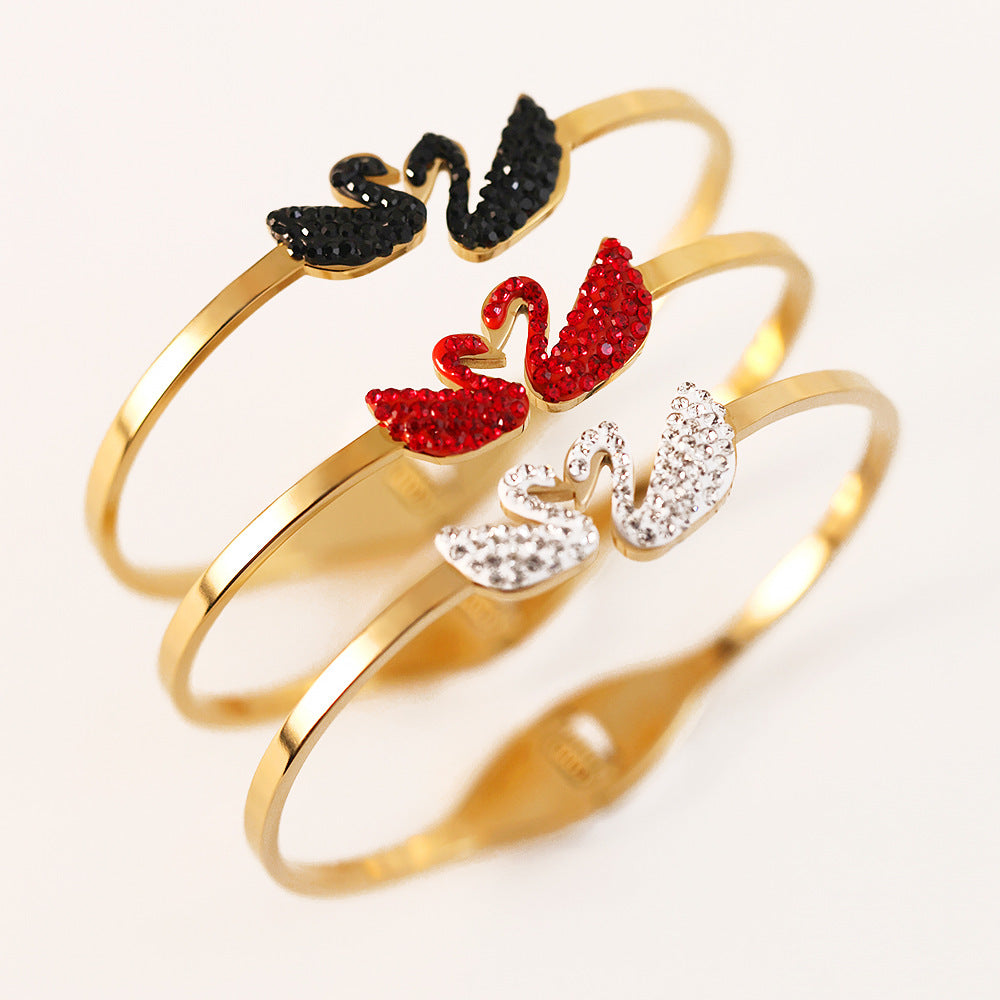 Golden Swan & Clover Bangle