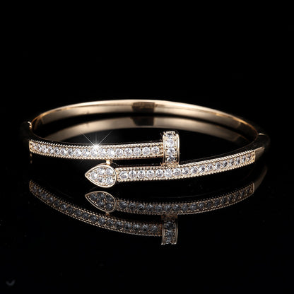 18K Gold Plated Nail Motif Bangle