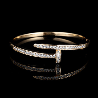 18K Gold Plated Nail Motif Bangle