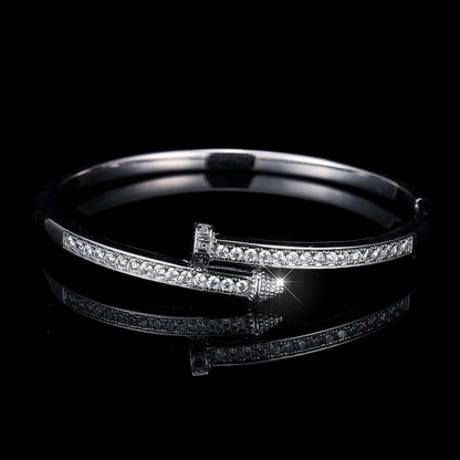 18K Gold Plated Nail Motif Bangle