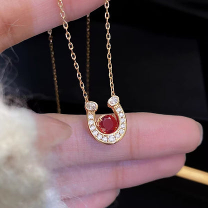Pavé Horseshoe Charm Necklace