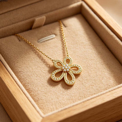S925 Sunflower Halo Pendant Necklace