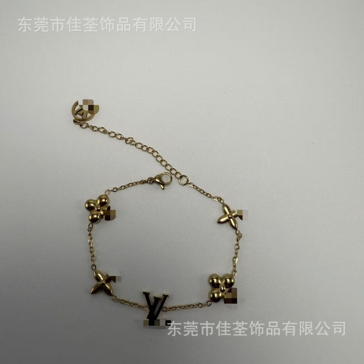 项链锁骨链手链脚链耳钉耳环钛钢v字饰品手链字母