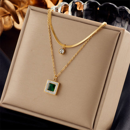 Layered Sunburst & Cross Pendant Necklace