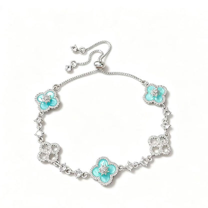 Shimmering Azure Clover Zircon Bracelet