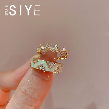 GOLDURA® ENAMEL BUTTERFLY ADJUSTABLE RING
