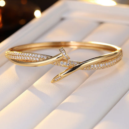 18K Gold Plated Nail Motif Bangle