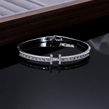 Iconic 'H' Hinged Crystal Bangle
