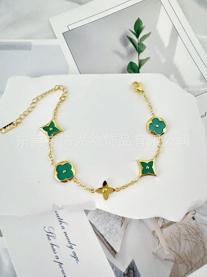 跨境爆款钛钢老花手链女18k金不掉色时尚轻奢高级感饰品厂家直发